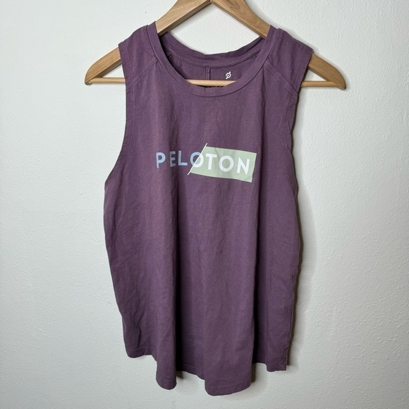 Peloton Muscle Tank Top - Purple Graphic Workout Tee Size Medium - Picture 2 of 5